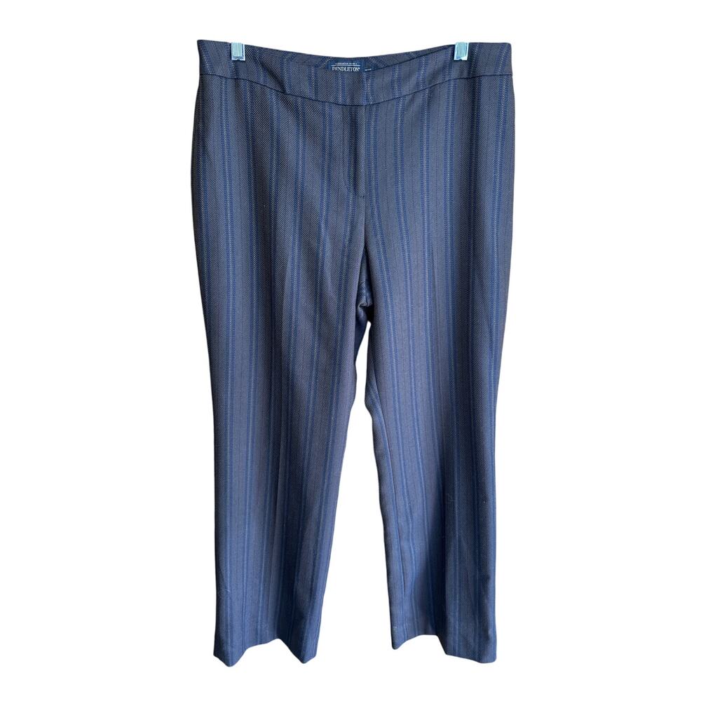 Pendleton Women's Striped Wool Straight Leg Pants Blue Brown Tan Burgundy 10P